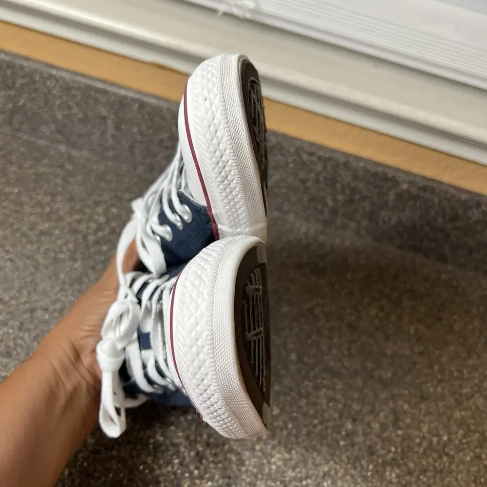 Converse All Star Womens 10 Blue Canvas Sneaker Lace Up Low Mens 8 Double Tongue